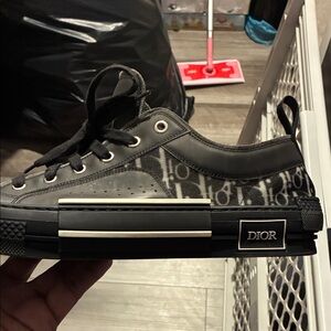 Dior Men's Gray and Black Logo Sneakers